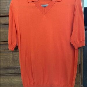 Paul Stuart never worn Vibrant Orange Short Sleeve Sweater large made in italy